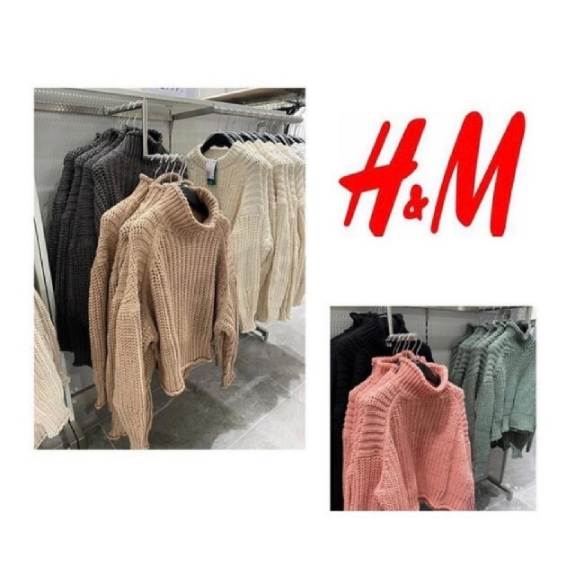 H&M - ネット完売品 H&M チャンキーニット ハイネック セーター ボルドー Mサイズの通販 by のあ's shop｜エイチアンドエム