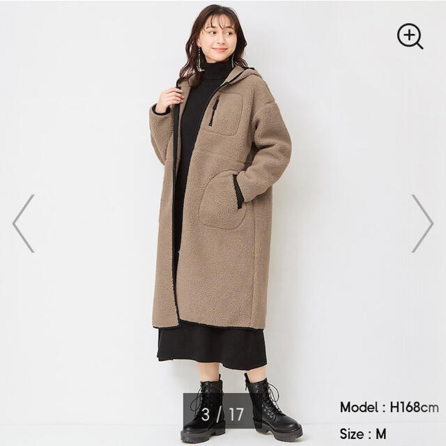 新品 未使用 タグ付き gu ボアフーディコート XXL