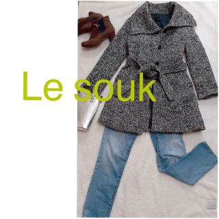 ルスーク(Le souk)の ⭐︎ルスーク Le souk  ツイード ロングコート　グレー(ロングコート)