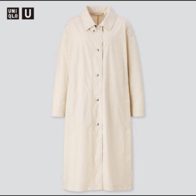 UNIQLO(ユニクロ)のユニクロ　uniqlou ライトロングコート ユニクロユー　ナチュラル　L レディースのジャケット/アウター(ロングコート)の商品写真