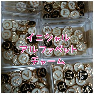 ❤ミイ様専用★イニシャルチャーム アルファベットチャーム★白 黒 １個40円(チャーム)