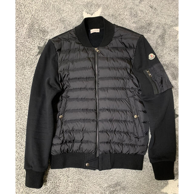 美品 モンクレール 19年 MAGLIONE トリコロール ウールニット カーディガン メンズ ネイビー S MONCLER