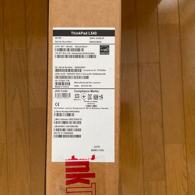 Lenovo 20AU-A256JPの通販 by チョニキ's shop｜レノボならラクマ - ThinkPad L540 格安NEW