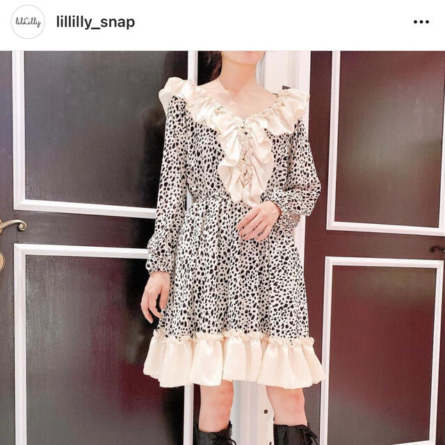 lilLilly(リルリリー)のlillilly ダルメシアン柄ワンピース レディースのワンピース(ひざ丈ワンピース)の商品写真