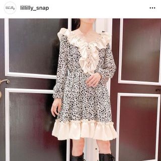 リルリリー(lilLilly)のlillilly ダルメシアン柄ワンピース(ひざ丈ワンピース)