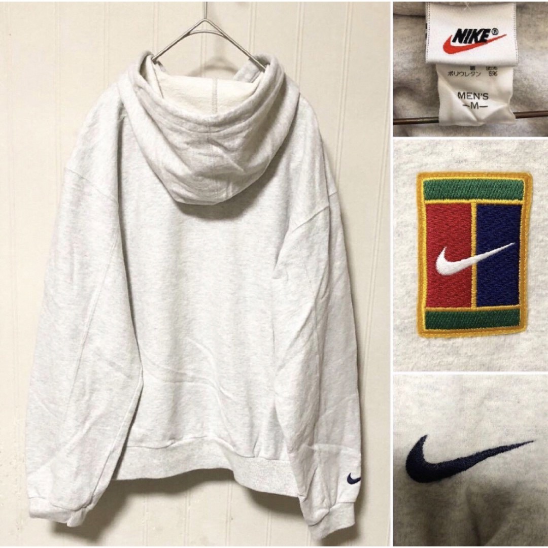 NIKE(ナイキ)の希少❗️90s 銀タグ NIKE ナイキ テニス コートロゴ 刺繍 パーカー M メンズのトップス(スウェット)の商品写真