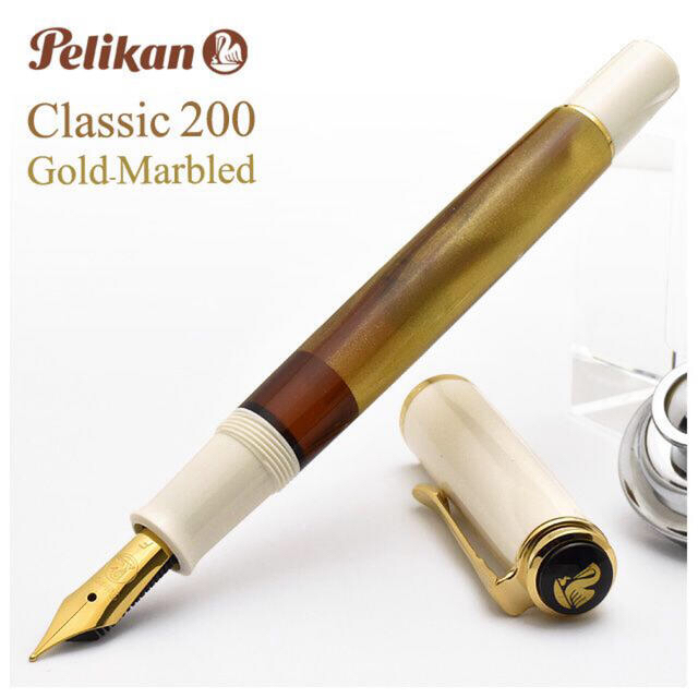 Pelikan(ペリカン)の【ペリカン】万年筆 特別生産品 クラシックM200 ゴールドマーブル EF インテリア/住まい/日用品の文房具(ペン/マーカー)の商品写真