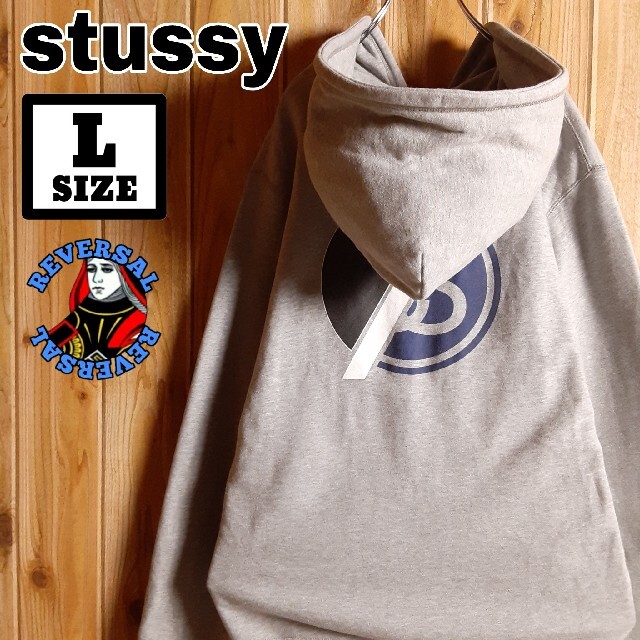 stussy ステューシー バックプリント 8ボール ストックロゴ パーカー L素材コットン100%K0186