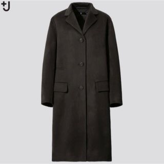 ユニクロ(UNIQLO)のUNIQLO ＋J カシミヤブレンドチェスターコート　ダークグレーLサイズ(チェスターコート)