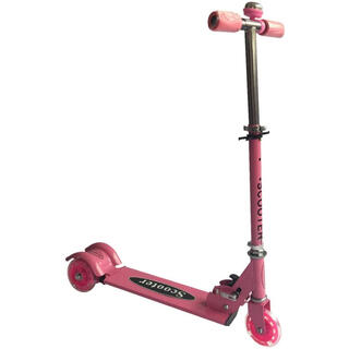 光る キック スケーター ピンク スクーター ボード 折りたたみ 3段調節(三輪車/乗り物)