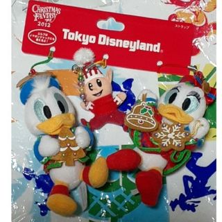 ディズニー(Disney)の2012Christmasドナルド&デイジーとホワイトミニー　ストラップ(キャラクターグッズ)