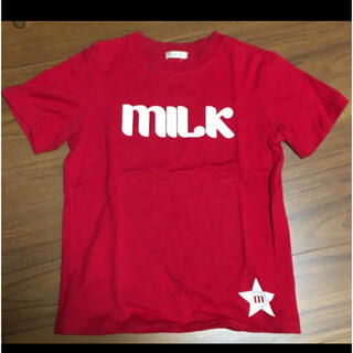 ミルク(MILK)のMILK赤ロゴTシャツ レッド ミルク 星モチーフ(Tシャツ(半袖/袖なし))