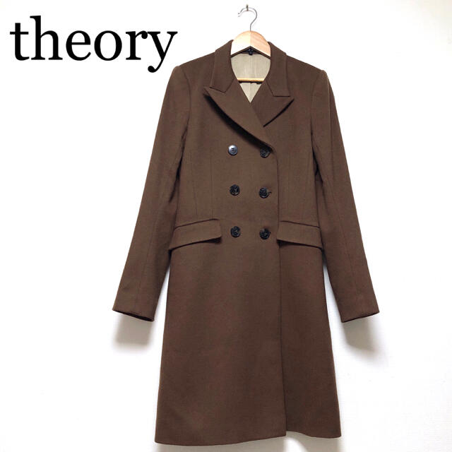 ジャケット/アウター【美品】theory ウールロングコート チェスターコート ブラウン セオリー