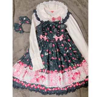 アンジェリックプリティー(Angelic Pretty)のCherry Berry Bunny 胸リボンジャンパースカート(ひざ丈ワンピース)