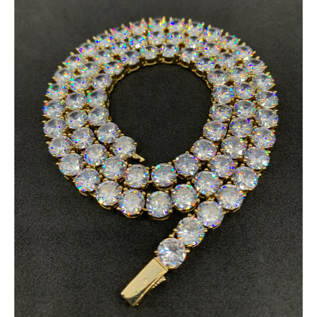 超高品質6㎜ ジルコニアダイヤ  ゴールド CZ テニスチェーン  ブリンブリン