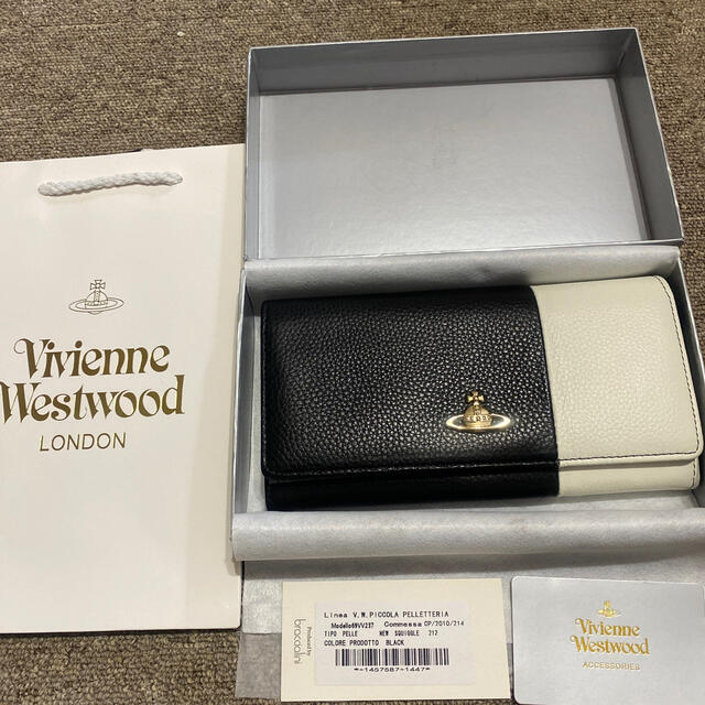 人気ショップ Vivienne Westwood 長財布 ポシェット白黒ツートン 正規