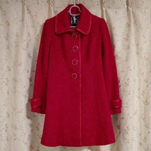 CECIL McBEE(セシルマクビー)のCECIL McBEE  アンゴラ混 コート 赤 レディースのジャケット/アウター(毛皮/ファーコート)の商品写真