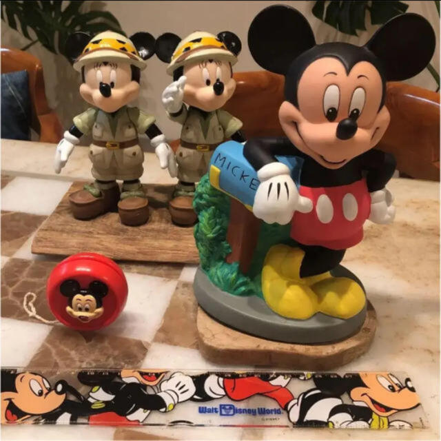 ミッキーマウス ソフビ人形 貯金箱5点セット(2003年ディズニーランド ...