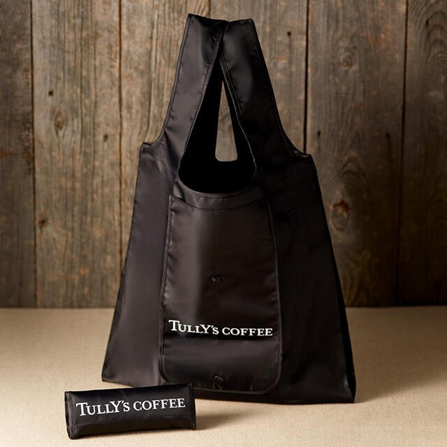 TULLY'S COFFEE(タリーズコーヒー)の【新品】タリーズ　タリーズ コーヒー　TULLY’S エコバッグ　ブラック　黒 レディースのバッグ(エコバッグ)の商品写真