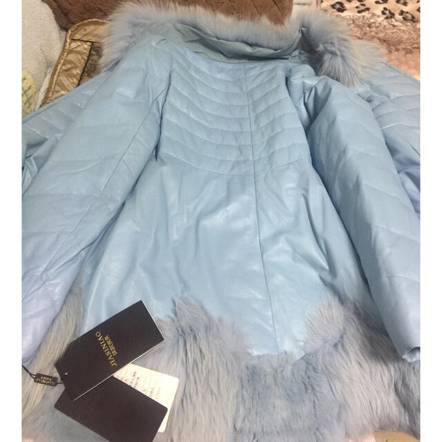 【きます】 襟元はリアルフォックスファー/本羊革 柔らかラム革 ダウンダウンハーフコートの通販 by ミンクshop｜ラクマ リです