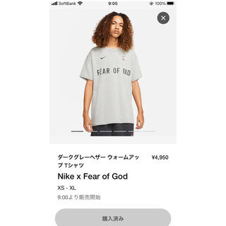 フィアオブゴッド(FEAR OF GOD)のNIKE fear of god ダークグレーヘザーウォームアップTシャツ(Tシャツ/カットソー(半袖/袖なし))