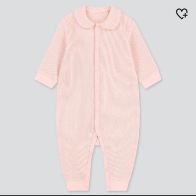 UNIQLO(ユニクロ)のユニクロ　ワッフルロンパース　ピンク キッズ/ベビー/マタニティのベビー服(~85cm)(ロンパース)の商品写真