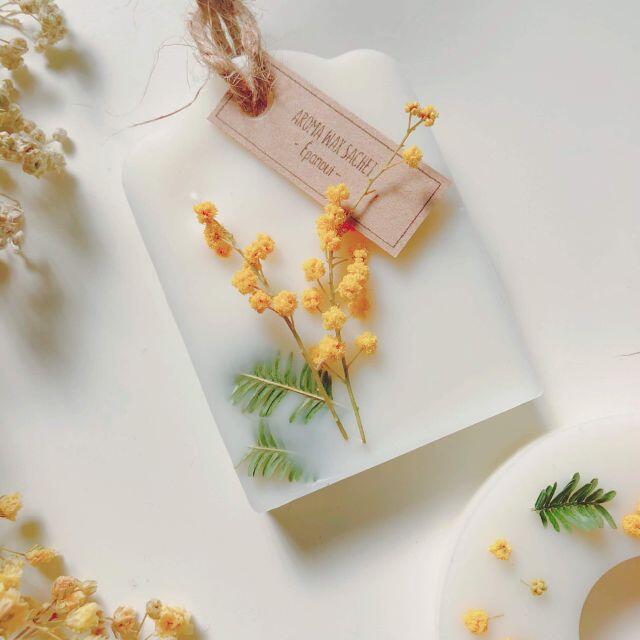 香りが選べるアロマワックスサシェ２点セット＊mimosa ハンドメイドのインテリア/家具(アロマ/キャンドル)の商品写真