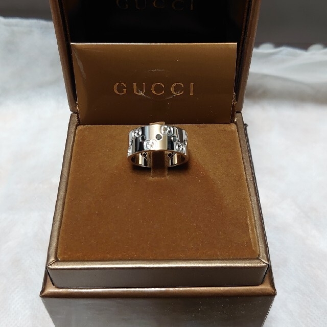 Gucci(グッチ)のmiumiu様専用！GUCCI FINE RING 18K  ブラックストーン メンズのアクセサリー(リング(指輪))の商品写真