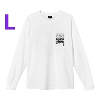 ステューシー(STUSSY)のCDG × STUSSY  LONGSLEEVE T-SHIRT  白  L(Tシャツ/カットソー(七分/長袖))
