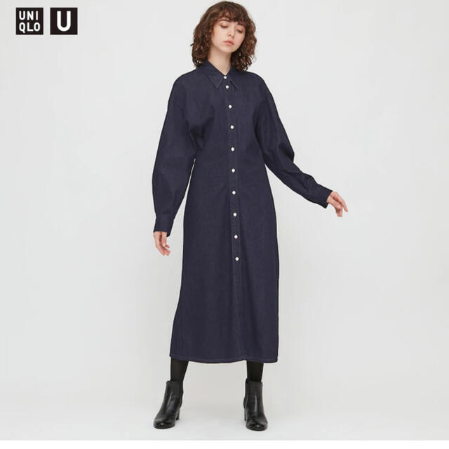 UNIQLO デニムロングシャツワンピースワンピース