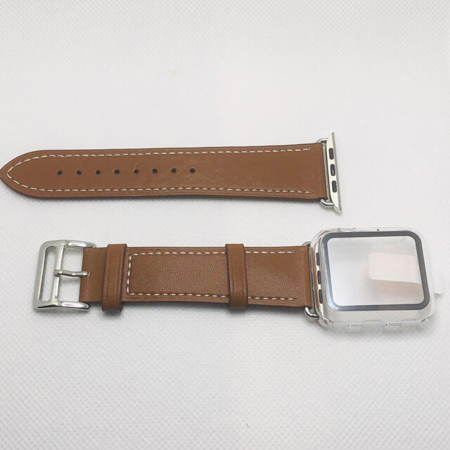 ブラウン★アップルウォッチバンド 高級レザー ベルト Apple Watch メンズの時計(レザーベルト)の商品写真