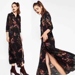 ザラ(ZARA)のZARA ザラ 花柄 ロングワンピース Sサイズ(ロングワンピース/マキシワンピース)