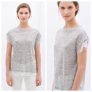 ザラ(ZARA)のZARA/リネン素材レーストップス(Tシャツ(半袖/袖なし))