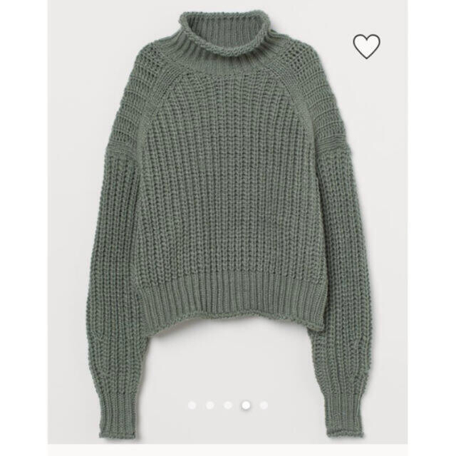 H&M(エイチアンドエム)のH&M チャンキーニット　カーキグリーン　XL レディースのトップス(ニット/セーター)の商品写真