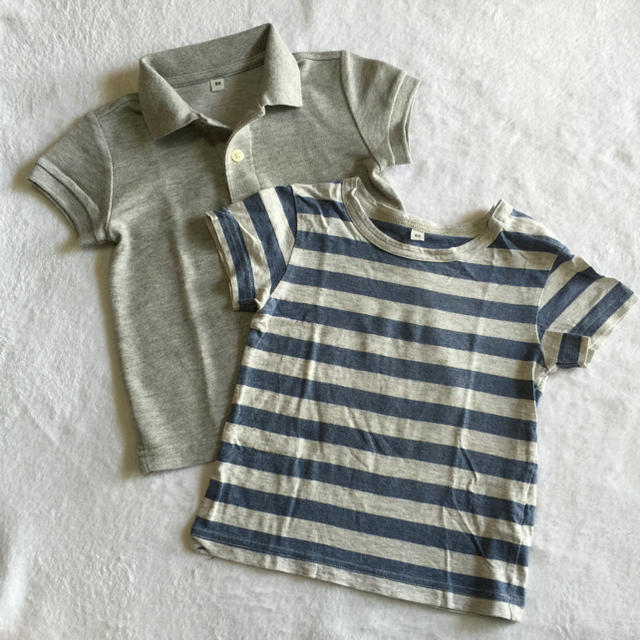 MUJI (無印良品)(ムジルシリョウヒン)の2枚☆ポロシャツ&Tシャツ 80 キッズ/ベビー/マタニティのベビー服(~85cm)(Ｔシャツ)の商品写真