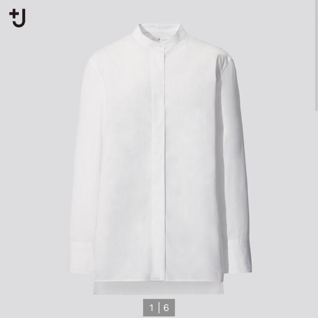 Jil Sander(ジルサンダー)のユニクロ ジルサンダー スーピマコットンスタンドカラーシャツ 白XS レディースのトップス(シャツ/ブラウス(長袖/七分))の商品写真