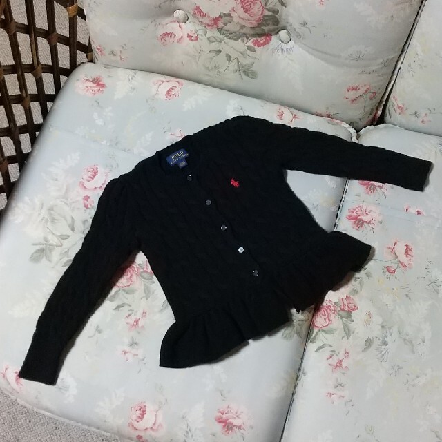 Ralph Lauren(ラルフローレン)のUSED☆ラルフローレン ケーブルカーディガン 100 黒 キッズ/ベビー/マタニティのキッズ服女の子用(90cm~)(カーディガン)の商品写真