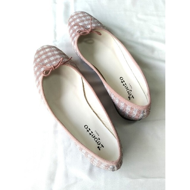 repetto(レペット)の新品 レペット 39(24.5cm) ギンガムチェックキ　ラキラのラメ レディースの靴/シューズ(バレエシューズ)の商品写真