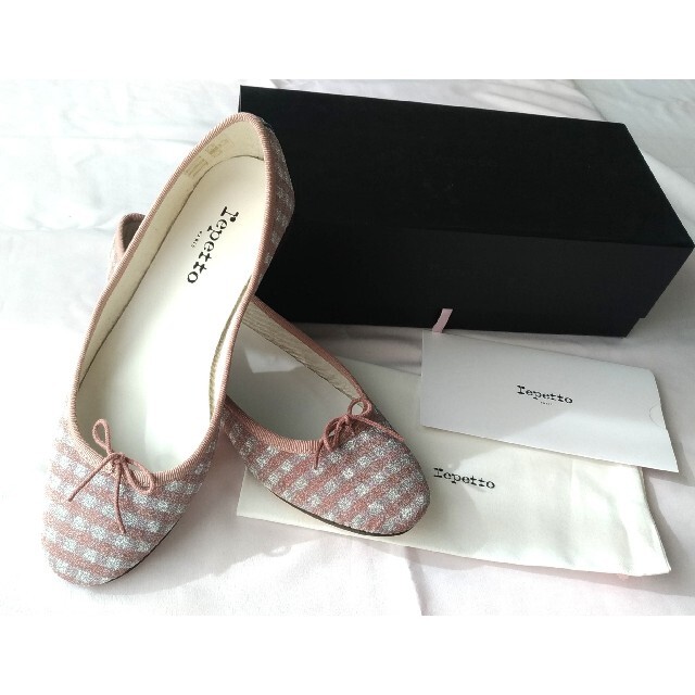 repetto(レペット)の新品 レペット 39(24.5cm) ギンガムチェックキ　ラキラのラメ レディースの靴/シューズ(バレエシューズ)の商品写真