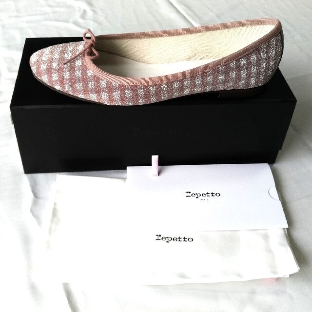 repetto(レペット)の新品 レペット 39(24.5cm) ギンガムチェックキ　ラキラのラメ レディースの靴/シューズ(バレエシューズ)の商品写真