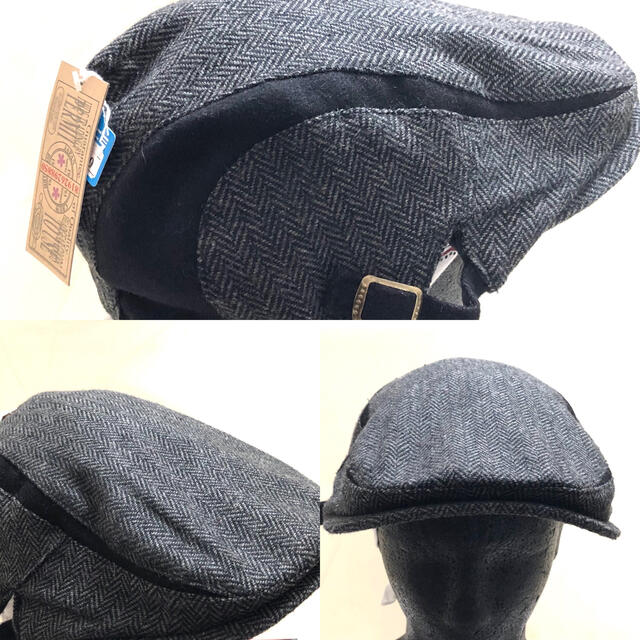 ヘリングボー切り替え　灰色　ベーシックハンチング　キャップ メンズの帽子(ハンチング/ベレー帽)の商品写真