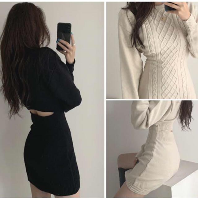 ZARA - バックスリットワンピース 背中開き セクシー リブニット ZARA - バックスリットワンピース 背中開き セクシー リブニット