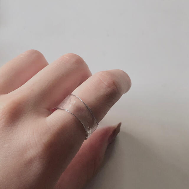 clear × wire ring ハンドメイドのアクセサリー(リング)の商品写真