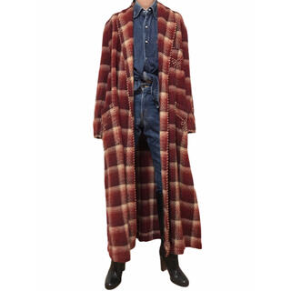 ペンドルトン(PENDLETON)の70's  ABBEYGATE スリーピングガウン ウール チェック レッド(ロングコート)