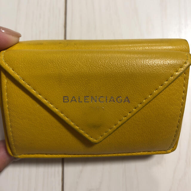 バレンシアガ BALENCIAGA 財布 ミニ 黄色 三つ折り ミニウォレット