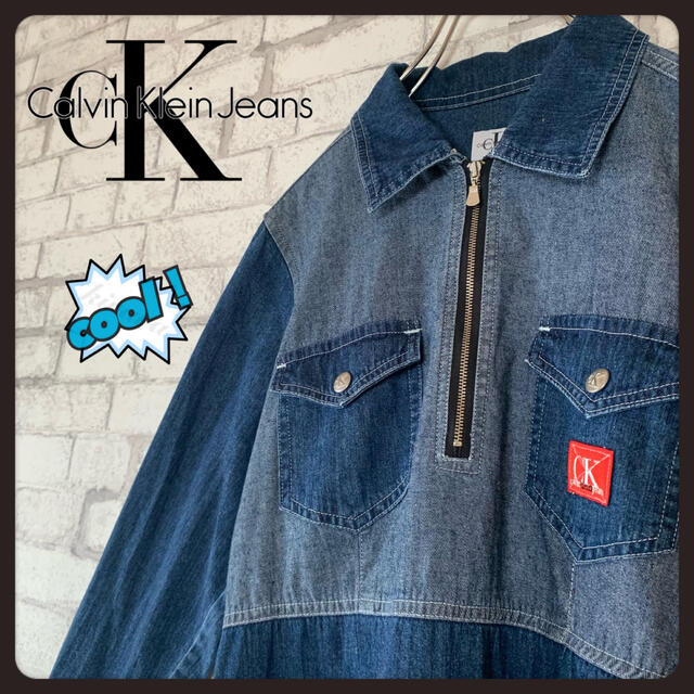 Calvin Klein(カルバンクライン)の【mi様専用】カルバンクライン ジーンズ/ハーフジップ デニムワンピース  レディースのワンピース(ミニワンピース)の商品写真