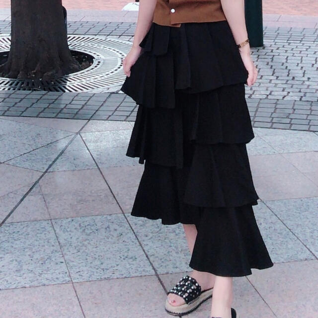 CLANE double face tiered skirt