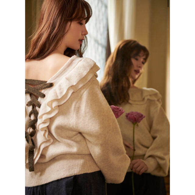 SNIDEL(スナイデル)のher lip to♡Lace Up Wool-blend Pullover レディースのトップス(ニット/セーター)の商品写真