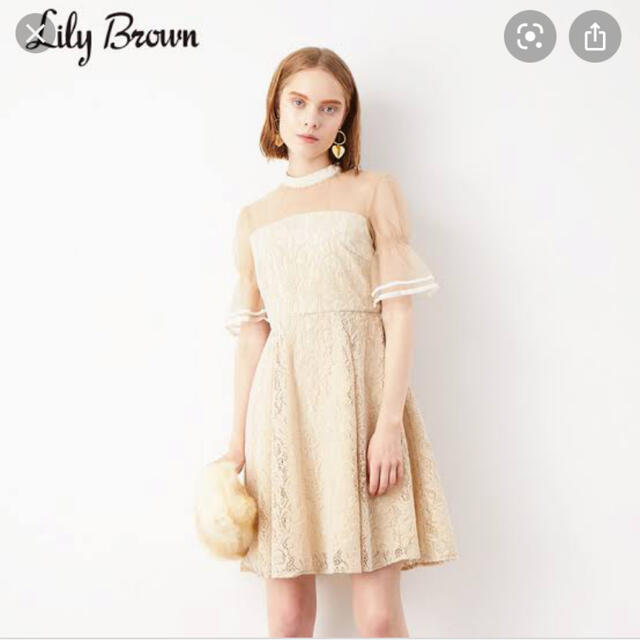 Lily Brown(リリーブラウン)の Lily Brown フロッキ‐レースワンピース  レディースのワンピース(ミニワンピース)の商品写真