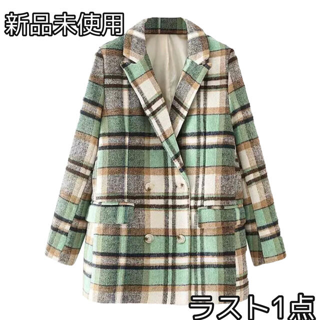 ZARA(ザラ)のコート　チェックコート　未使用　冬服　秋服　韓国　ZARA レディースのジャケット/アウター(チェスターコート)の商品写真